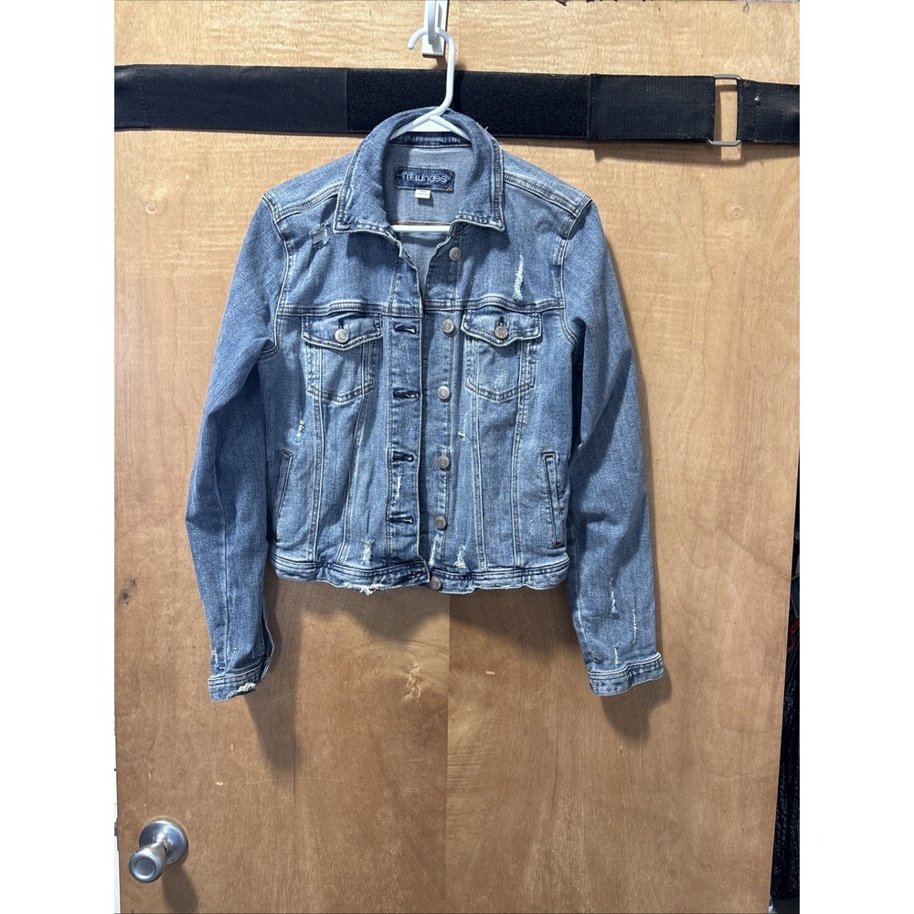 Maurice's Distressed Stretch Denimโ Jacket Medium Blue Jean